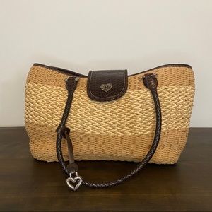 Brighton Two-Toned Straw Phyllis Heart Handbag